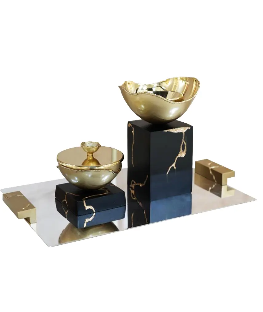 Crack Madkhan and Oud Bowl Set With Tray 