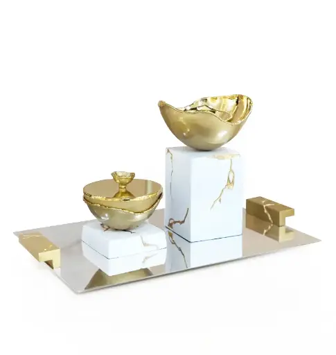 Crack Madkhan and Oud Bowl Set With Tray  (White)