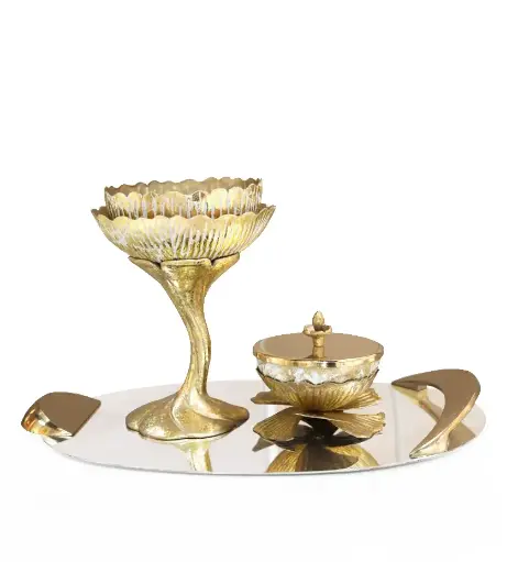  Peony Madkhan and Oud Bowl Set With Tray (Gold)
