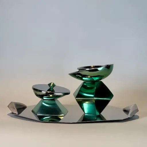 Hexagon Madkhan and Oud Bowl Set With Tray (Light Green)
