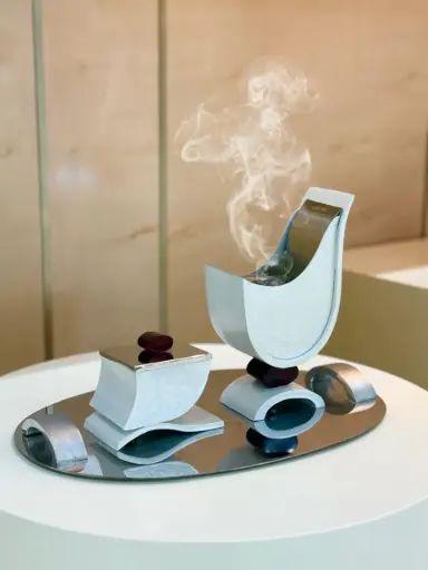 Deco Madkhan and Oud Bowl Set With Tray (White)