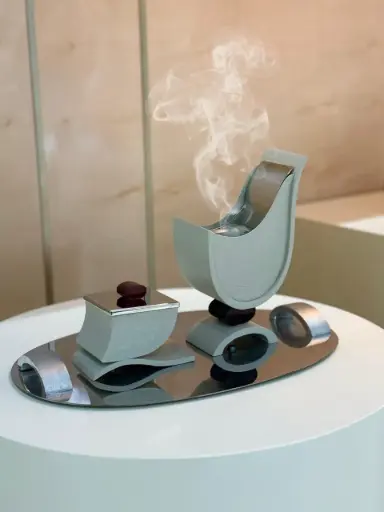 Deco Madkhan and Oud Bowl Set With Tray (Gray)