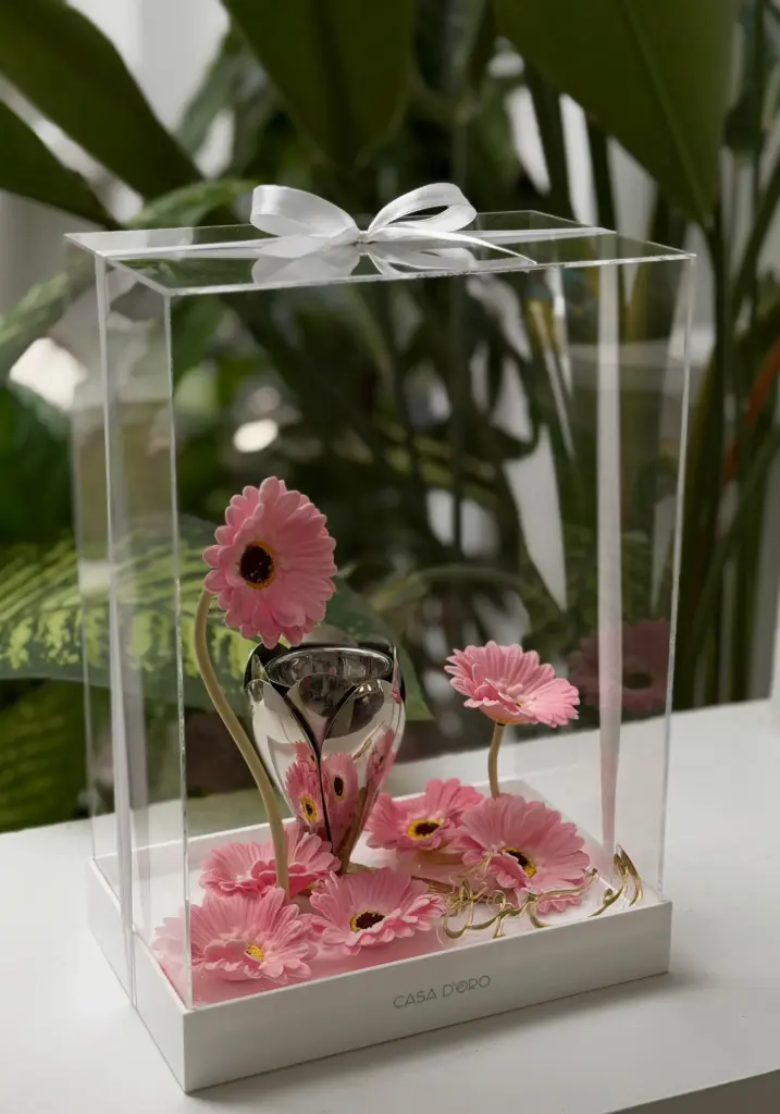 Magnolia gift box silver with flowers     