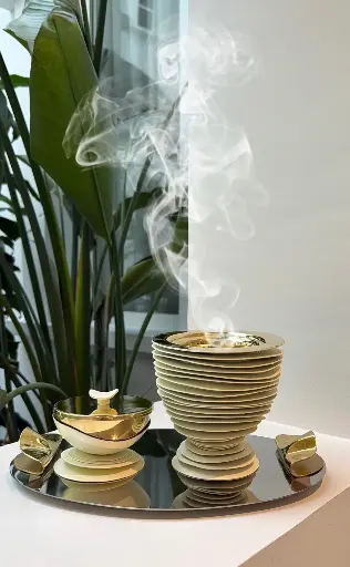 Dune Madkhan and Oud Bowl Set with tray (Yellow)