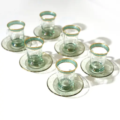 Mint Rim Tea Cup Set