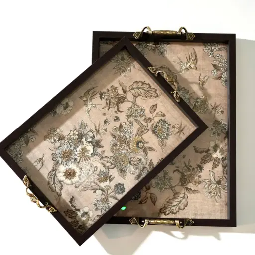 Floral Embroidered Tray (Medium A2)