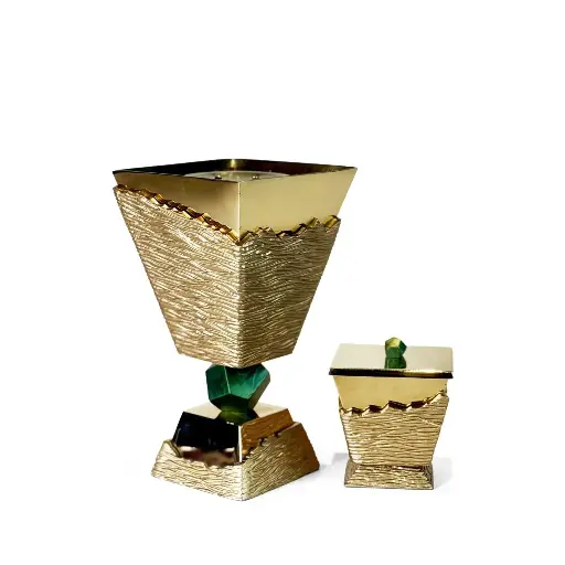 Classic Madkhan and Oud Bowl Set (Gold Green Pebble)