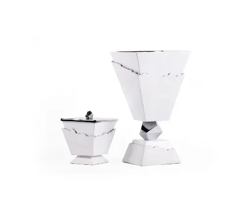 Classic Madkhan and Oud Bowl Set (White with Silver Pebble)