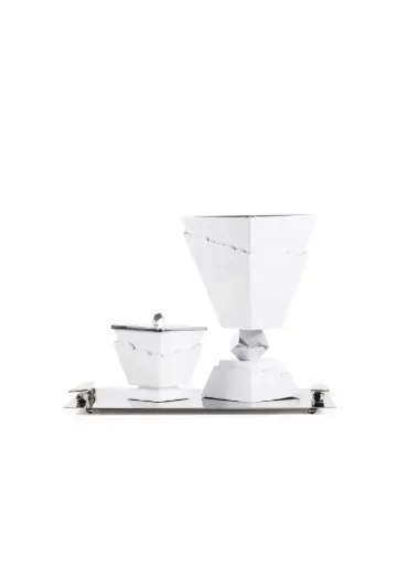 Classic Set With Tray (White with Silver Pebble)