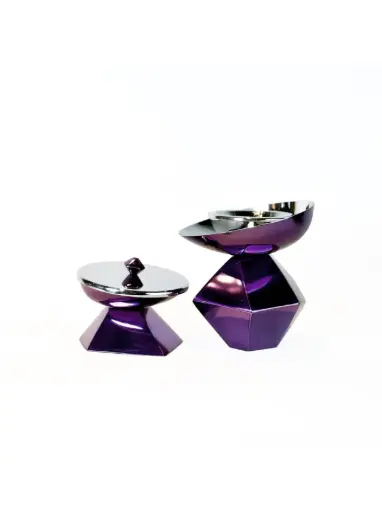 Hexagon Madkhan and Oud Bowl Set (Chrome Purple)