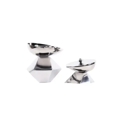Hexagon Madkhan and Oud Bowl Set (Chrome Silver Shiny)