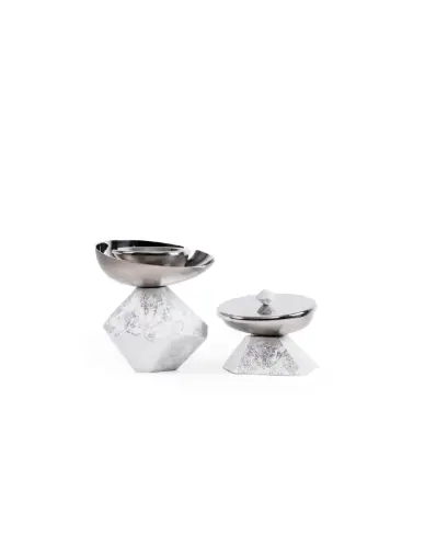 Hexagon Madkhan and Oud Bowl Set (White Silver Foiling)