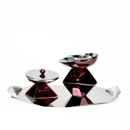 Hexagon Madkhan and Oud Bowl Set With Tray (Chrome Brown)