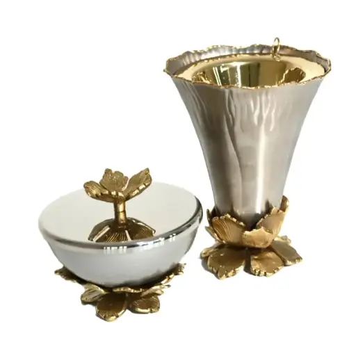 Hibiscus Madkhan and Oud Bowl  Set (Silver)