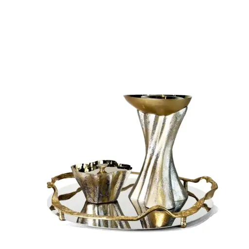 Silk Madkhan and Oud Bowl Set With Tray (Gold)