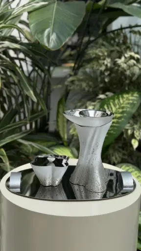 Silk Madkhan and Oud Bowl Set With Tray (White Silver)